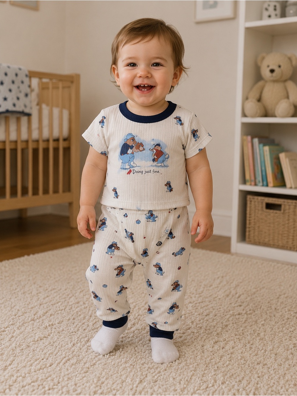 Vtg Carter's 3 Pc Set Snap On Pajamas Baby Infant Size 12-18M NEW!